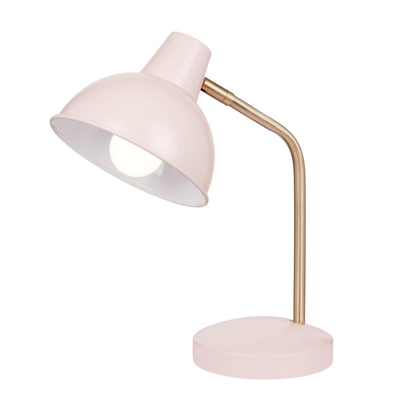 Globe Electric 67339 16 Inch Pink Desk Lamp with Gold Arm, in-Line On/Off Switch, Reading Light, Ideal for Bedroom, Dorm and Office - Image 1